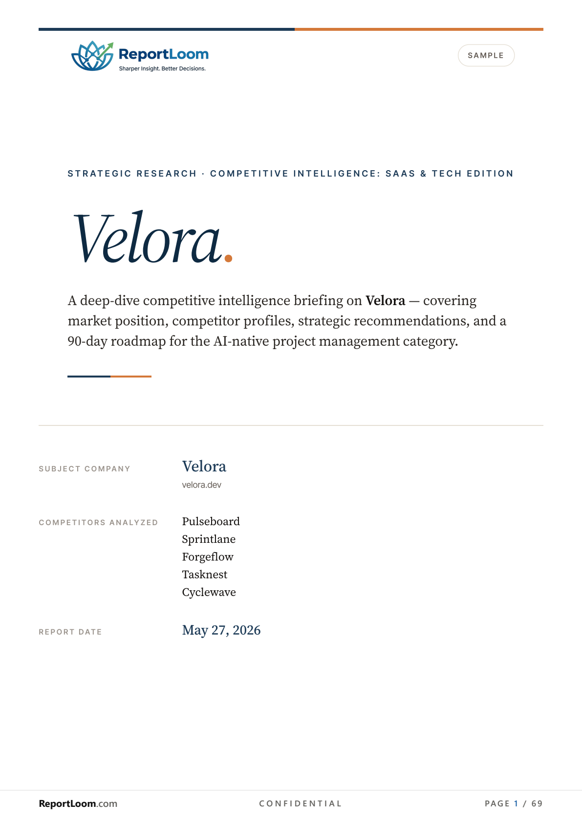 Sample report cover page